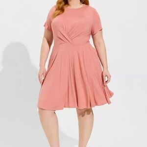 Torrid Pink Twist-Front Skater Dress